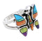 Multicolor Inlay Butterfly Sterling Silver Ring Size 5-3/4 EX61250